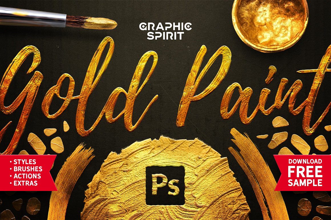 Free Layer Style • Gold Paint Effect Free
