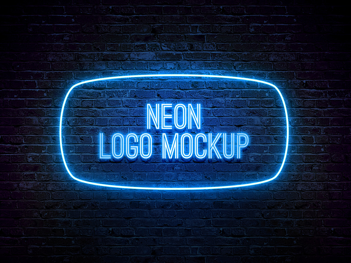 Download Free Mockup • Neon Logo Template | Free Commercial Use ...